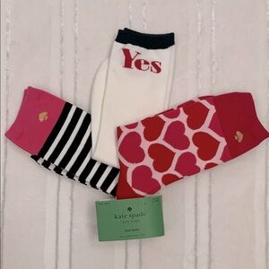 Kate Spade Yes No Maybe so… Crew socks 3 pairs One Size Multi Color
